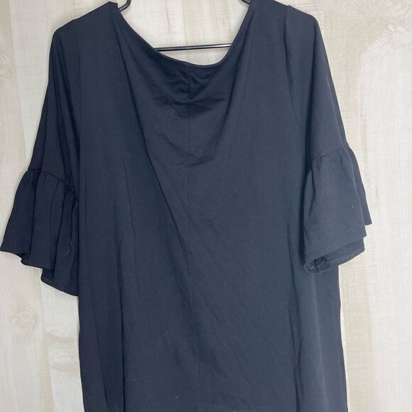 Lane Bryant black pullover short ruffle sleeve top, size 18/20 - Picture 11 of 14